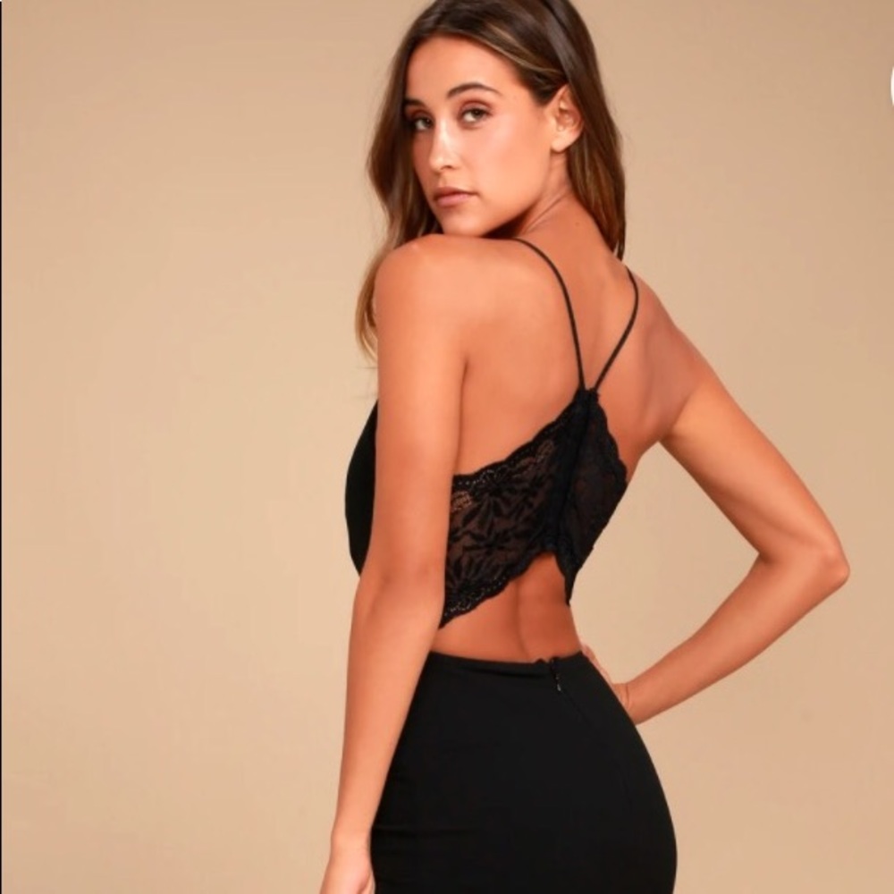 Black Open-Back Lace Maxi Dress
